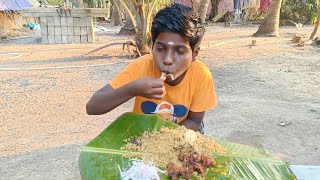 banana leaf unlimited beef biryani and beef pokoda with onion raitha eating our village farm [upl. by Varney]