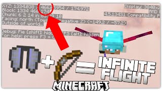 Minecraft 19 Trick Use a Bow With Elytra For Infinite Flight [upl. by Aihsekyw]