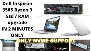 Dell Inspiron 3505 M2 NVME Ssd upgrade  Dell Inspiron 3505 m2 ssd  Ram Upgrade [upl. by Casanova577]