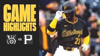 Andrew McCutchen Homers on First Pitch in Win  Pirates vs Brewers Highlights 42324 [upl. by Ohcirej]