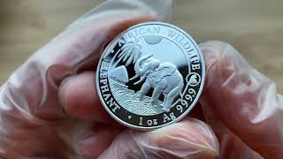 Somalia African Elephant Rooster Privy 2017 1oz Silver Coin BU [upl. by Nylitak]