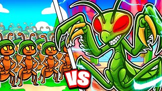 100000 ANT ARMY vs MASSIVE PRAYING MANTIS in Pocket Ants [upl. by Jezabella]