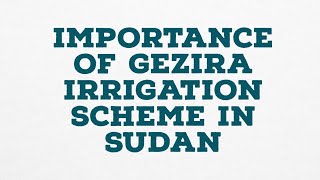 IMPORTANCE OF GEZIRA IRRIGATION SCHEME IN SUDAN [upl. by Nassah184]