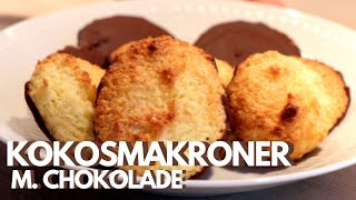 Kokosmakroner m chokolade  Kokostoppe nemme amp lækre  Opskrift  263 [upl. by Farley198]