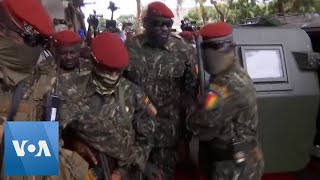 Head of Guinea Junta Arrives for ECOWAS Meeting [upl. by Idnar]