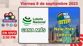 Lotería Nacional Gana Más y New York Lottery en VIVO 📺│Viernes 8 de septiembre 2023 [upl. by Thetis]