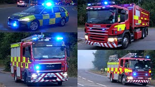 Fire trucks rush to a field fire in Northants American siren style 🚒🔥 [upl. by Lidah]