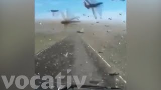 Truck Drives Through Massive Swarm of Locusts In Dagestan Russia [upl. by Itram]