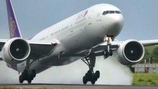 Super WET Boeing 777300ER Takeoff Thai Airways at Copenhagen Kastrup HD1080p [upl. by Aronoel996]