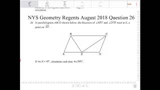 NYS Geometry Regents August 2018 Question 26 [upl. by Idnew]