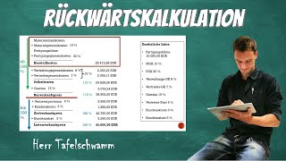 Rückwärtskalkulation  Einfach erklärt  Beispiel mit Kundenskonto Vertreterprovision Kundenrabatt [upl. by Eesyak]