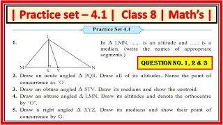 Practice set 41 class 8th Maths Altitudes and Medians of a Triangle Maharashtra Board Q1 2 amp 3 [upl. by Aiuqal]