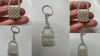 Beaded bag keychain easy tutorial beads beadedbag diy keychain handmade accessories fyp [upl. by Hilliary687]