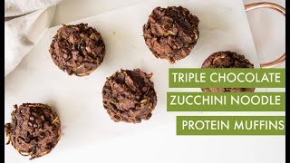 Triple Chocolate Zucchini Noodle Protein Muffins  Inspiralized [upl. by Niboc]