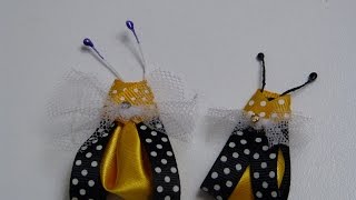 Abejitas en cinta delgada y petalo kanzashi para decorar tus accesorios para el cabello [upl. by Eserahc]