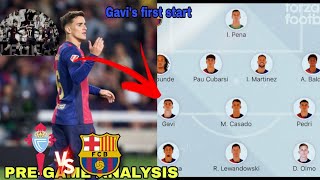 Celta Vigo vs Fc Barcelona ft predicted lineups Gavi set to start after a yearamp no Lamine Yamal [upl. by Eecram]