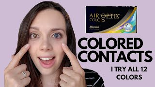 I TRY EVERY AIR OPTIX COLORS  COLORED CONTACT LENSES ON BROWN EYES [upl. by Sirronal]