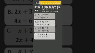 The pair of coincident lines among the following [upl. by Jabe44]