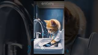 What do of drops in toilet  cat cute kitten funny catlover cute shorts [upl. by Sari]