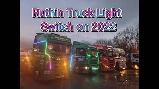 Convoy of lights Ruthin 2022Trucks light switch on Truck trucking christmaslights [upl. by Arocahs617]