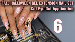 Fall Halloween Gel Extension Nails Set  6 Cat Eye Gel Tutorial  How to Quick Easy Simple [upl. by Daeriam897]