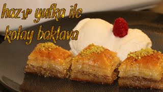 kolay baklava tarifi  hazır yufka ile çıtır çıtır tam kıvamında baklava tarifi  cevizli baklava [upl. by Ahsercul]