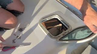 Installing portholes and pressure washing inside the boat Episode 41 [upl. by Caresa194]