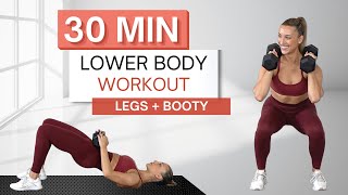 30 min LOWER BODY WORKOUT  With Weights And Without  Warm Up and Cool Down Included [upl. by Analaf]