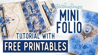 Mini Folio Tutorial  All the Printables for Free  Navy Blue amp Gold [upl. by Ddal]