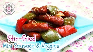 Korean Stirfried Mini Sausages and Veggies 소세지 야채볶음 SoSeJi YaChaeBokkEum  Aeris Kitchen [upl. by Eitsirhc]