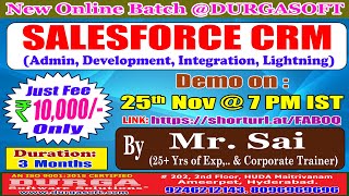 SALESFORCE CRM Online Training  DURGASOFT [upl. by Nahsyar]