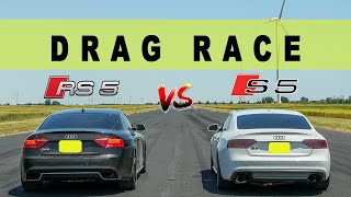 Tuned Audi S5 takes on Stock Audi RS5 the walk follows Drag and Roll Race [upl. by Eluk]