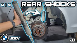 How to replace the Rear Shocks on your BMW E90 E90 E91 E92 E93 [upl. by Faline796]