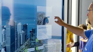 103rd Floor Interactive LED Columns at Chicago Skydeck [upl. by Nehpets]