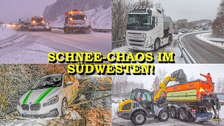 SCHNEEGESTÖBER SORGT FÜR CHAOS IM SÜDWESTEN  UNFÄLLE SCHNEEGLÄTTE amp STAUCHAOS  DAUEREINSATZ [upl. by Dnalyk]