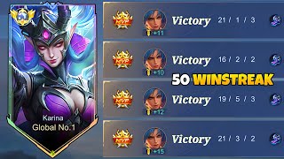 GLOBAL KARINA 1 HIT BUILD AUTOWINSTREAK karina best build 2023 MLBB [upl. by Abehshtab]