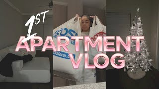 VLOG My First Apartment  Couch Unboxing Home Decor Shopping amp Moreee [upl. by Genie]