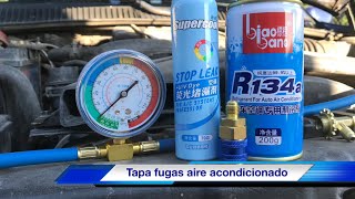 Tapa Fugas Aire Acondicionado Coche Tapafugas AC Recarga gas r134a stop leak [upl. by Ellekcir581]