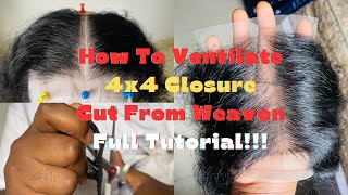 DIY  How To Ventilate A 4x4 Closure Using Curly WeavonBeginner Friendly [upl. by Acenom]