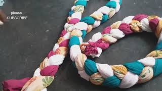 How to make simple braided rugdoormatcarpettablemat weavingDIY old clothes hacksReuse tricks [upl. by Slater]