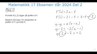 Matematikk 1T Eksamen Vår 2024 Del 2 vid 2 [upl. by Neryt]