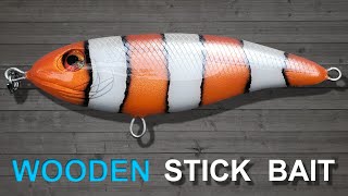 Making a Wooden Stick Bait handmade saltwater fishing lures [upl. by Johannes990]