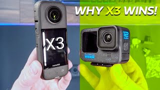 GoPro 12 vs Insta360 X3  8 Reasons why the X3 Wins [upl. by Arvie]