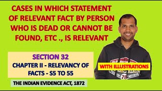 Section 32 of Evidence Act  Statement made by person dead missing person incapable amp unreasonable [upl. by Edme]