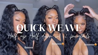 30 Half Up Half Down w 2 Ponytails  Step By Step QUICK WEAVE TUTORIAL [upl. by Edniya607]