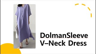 2308263991Dolman Sleeve V Neck DressPattern돌먼소매 V 넥 원피스패턴 [upl. by Sanson]