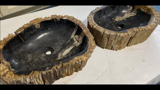 Petrified Wood Sinks Rustic Bathroom [upl. by Ahsaetan]