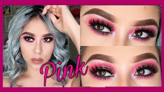 Maquillaje rosa con glitter  PINK MAKEUP [upl. by Addie]