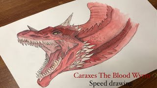 Caraxes The Blood Wyrm Speed Drawing  House of the dragon Art  Daemons Dragon [upl. by Aihseym]