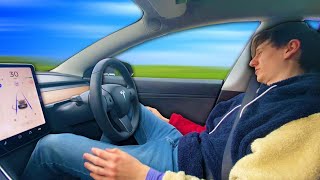 If you go to sleep on Tesla Autopilot will the Tesla keep driving [upl. by Aggappera87]